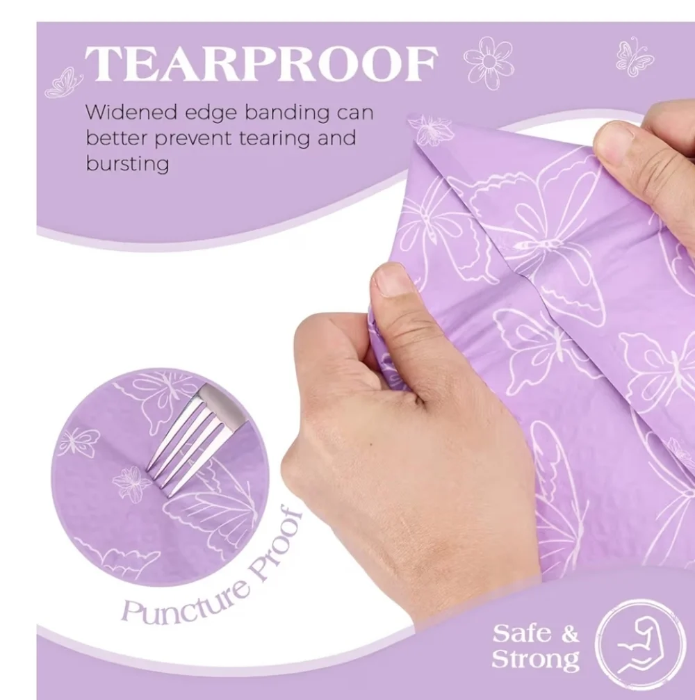 10 Purple Butterfly Bubble Mailers